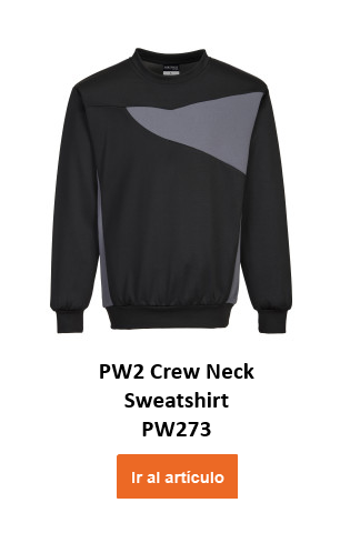 Sudadera PW2 Crew Neck PW273 en color negro con detalles en gris y enlace al artículo.