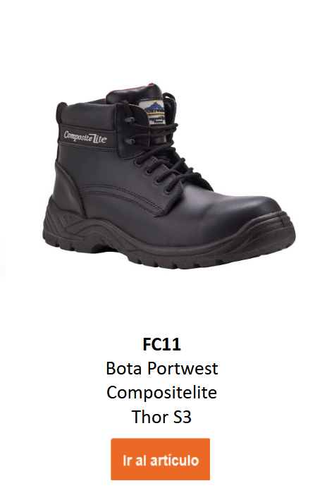 Imagen de la bota Portwest Compositelite Thor S3 FC11 en negro. Contiene un enlace al artículo.
