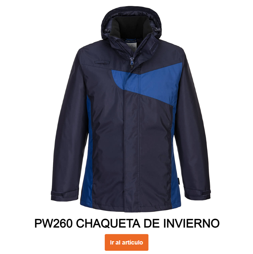 Imagen de ejemplo de la chaqueta de invierno PW260 en color azul-marino con enlace al artículo.