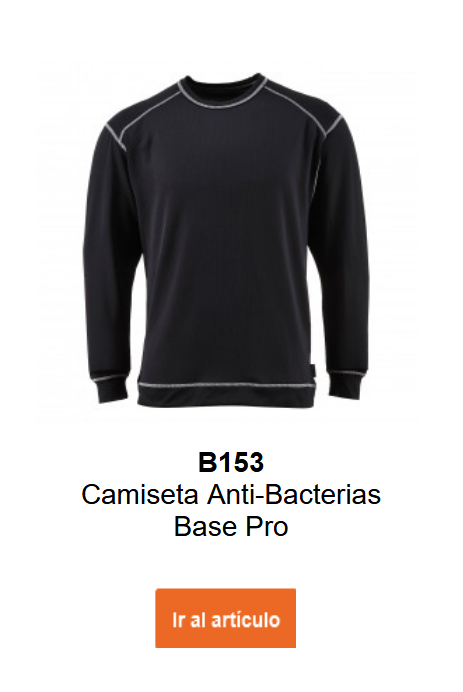 Imagen de la camiseta antibacteriana Top Basis Pro B153 en color negro con costuras blancas.