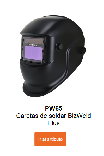 Imagen del casco de soldador BizWeld PW65 en negro. Enlace a la página del artículo incluido.