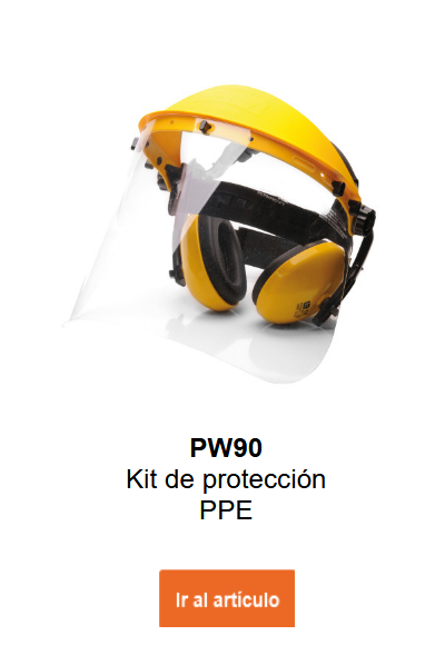 Imagen del set de protección PPE PW90 en amarillo con detalles negros. Enlace a la página del artículo incluido.