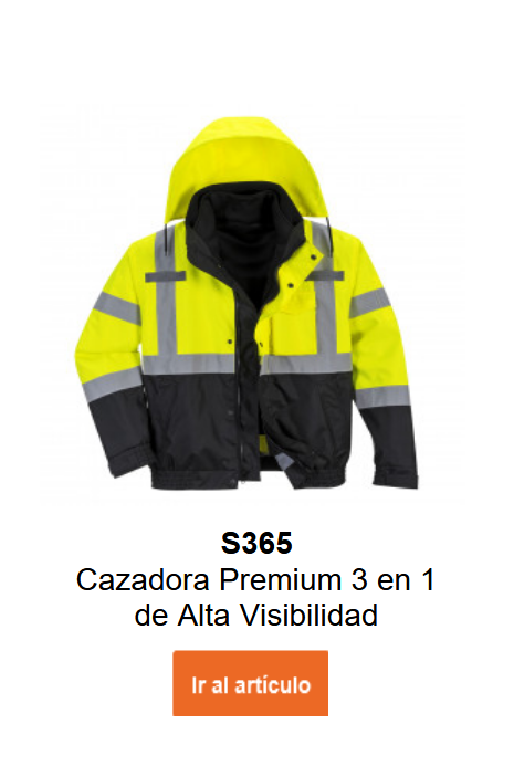 Imagen de la chaqueta bomber 3 en 1 Premium S365 en amarillo con detalles negros y bandas reflectantes.