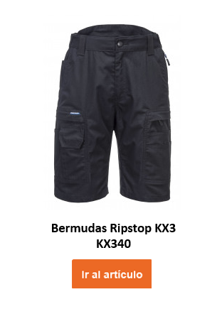 Imagen del pantalón corto KX3 Ripstop KX340 en color negro con enlace al artículo.