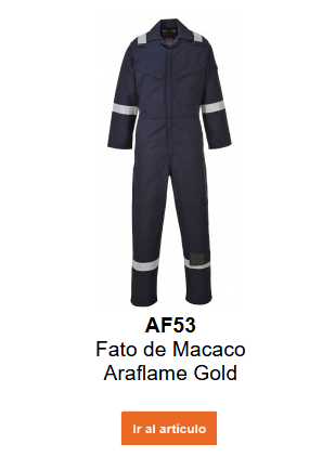 Imagen del mono Araflame Gold AF53, ignífugo y antiestático, en azul, con enlace a la página del producto.