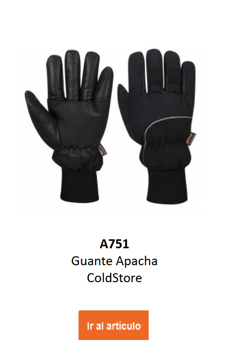 Imagen del guante de protecci&oacute;n contra el fr&iacute;o Apacha en negro. Hay un enlace a la p&aacute;gina del producto.