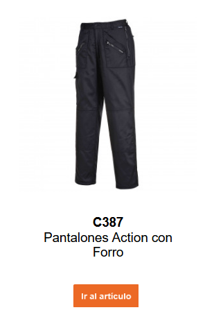 Imagen del pantalón de trabajo forrado Action C387 en color negro. Enlace a la página del producto.