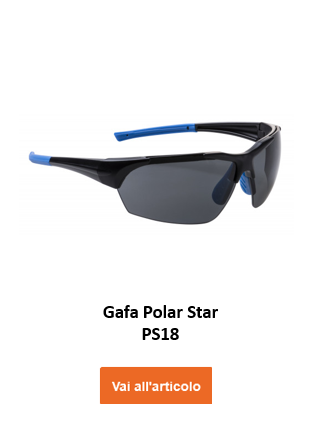 Imagen de las gafas Polar Spectacle PS18 en color negro con detalles en azul y enlace al artículo.