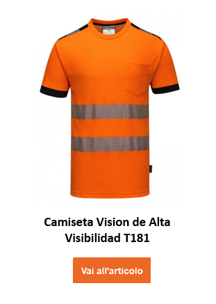 Imagen de la camiseta Vivion de alta visibilidad T181 en color naranja con rayas reflectantes y enlace al artículo.