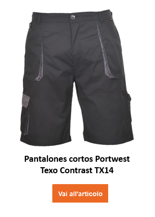 Imagen del pantalón corto en contraste Portwest Texo TX14 en color negro con enlace al artículo.