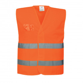 Portwest Chaleco de semi malla de alta visibilidad C494 en naranja. Hay un enlace a la p&aacute;gina del art&iacute;culo.