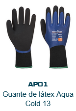 Imagen de los guantes Thermo Pro AP01 en negro con detalles azules y puño verde. El enlace lleva a la página del producto.