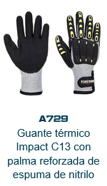Imagen de los guantes Anti Cut Winter A729 en gris con detalles negros y amarillos. El enlace lleva a la página del producto.