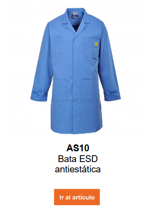 Imagen del abrigo antiestático AS10 en azul. Enlace al artículo.