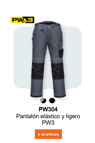 Imagen del pantalón elástico PW3 PW304 en gris con detalles en negro. Enlace al artículo.