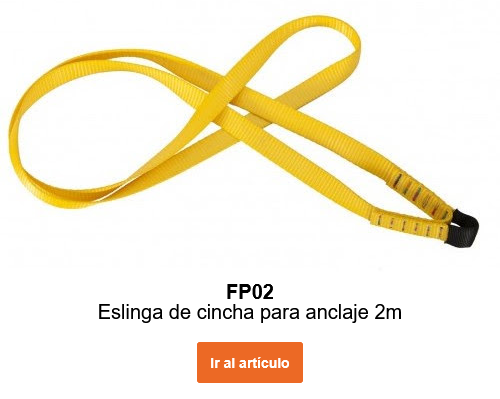Imagen de la cinta de anclaje 2m FP02 en amarillo con detalles negros. Enlace a la página del artículo.