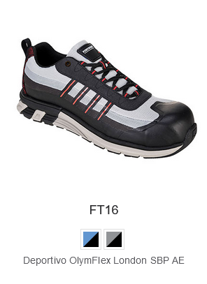 Imagen de ejemplo del zapato de seguridad OlymFlex London S1P Trainer con enlace al artículo.