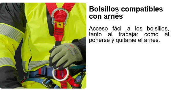 Trabajador con arnés de seguridad y guantes Portwest.