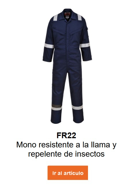 Imagen del mono ignífugo de protección contra insectos 210 g FR22 en azul oscuro. Enlace a la página del producto.