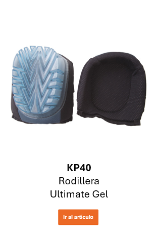 Rodilleras de gel KP40, vista frontal y trasera. Enlace al producto.