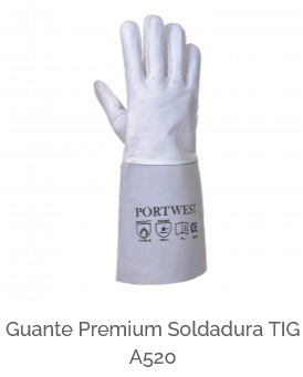 Imagen del guante de soldadura Premium Tig A520 en color gris con enlace a la página del artículo.