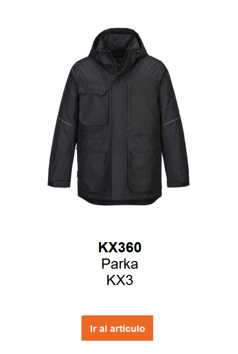 Imagen de la parka KW3 KX360 en negro. Se proporciona un enlace al artículo.