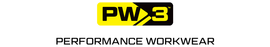 Logotipo negro y amarillo de la marca Portwest con el lema “Performance Workwear”.