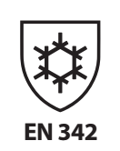 Símbolo de EN 342 con copo de nieve.