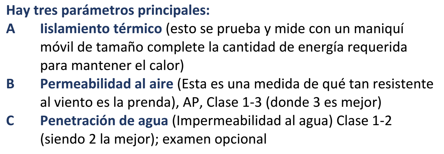 Descripción de parámetros para EN 342.