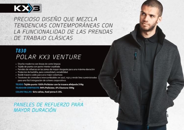 Descripción del artículo de la chaqueta polar Portwest T830 con imagen de muestra.