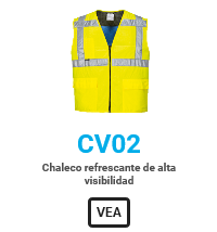 Chaleco refrigerante amarillo de alta visibilidad, modelo CV02 de la marca Portwest