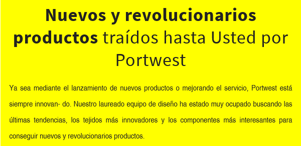 Texto resaltado en amarillo sobre los nuevos productos visionarios de Portwest.